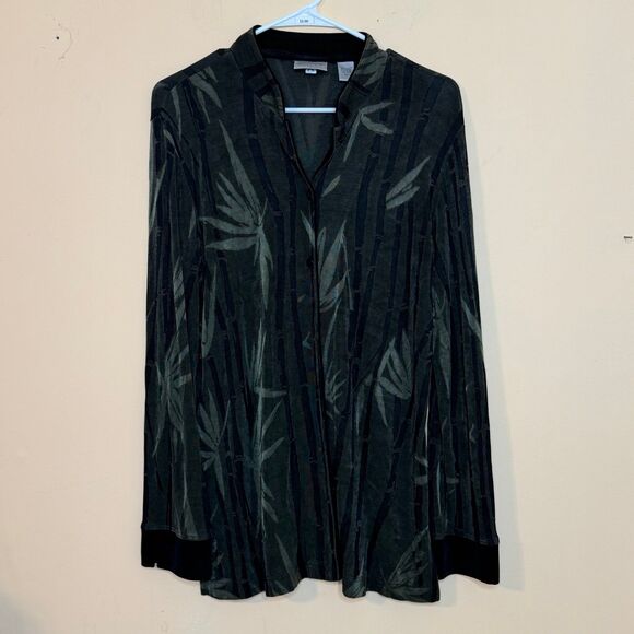 Chico’s Travelers Women’s Bamboo Print Button Front Cardigan 90’s Size 1 - Picture 1 of 4